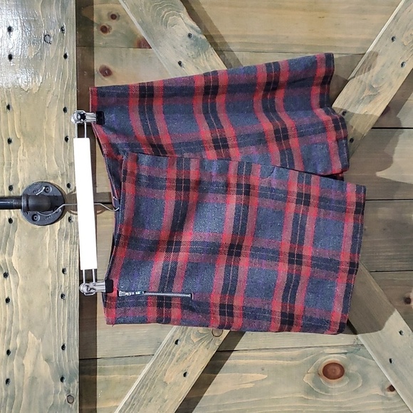 RACHEL ZOE WOOL BLEND PLAID MINI SKIRT SIZE LARGE A-LINE PREPPY - Picture 1 of 7